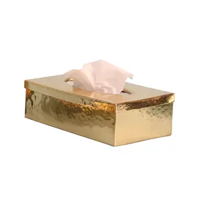 Uitstekend Uitziende Handgemaakte Sieraden Crystal Tissue Box Metalen Opslag Handgemaakte Rechthoek Vorm Gele Kleur Home Hotel & Cafe