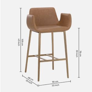 Silla de Bar Beige contemporánea, muebles de comedor para el hogar de cuero sintético Rom para ajustes del hogar y asientos de Bar - Product Image 2