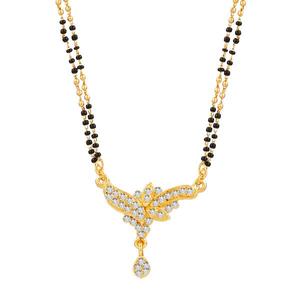 Kriaa 1500654 blanco austriaco chapado en oro Mangalsutra elegante joyería para mujer - Product Image 1