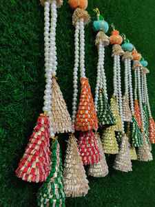 Tenture murale conique multicolore avec perle pour décorations Guirlandes pour mariage Haldi Mayun Event Diwali Eid Décoration Toile de fond - Product Image 4