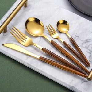 Silver Rose Gold Mirror Polished Cutlery Set New Design Wedding Party Gift Vintage Long <b>Flatware</b> with Handmade Brass Handle - Product Image 4