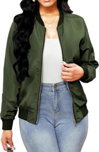 Vestes en satin à manches longues pour femmes personnalisées, décontractées, vêtements d'extérieur d'hiver légers avec poches, manteaux bombardiers avec broderie - Product Image 2