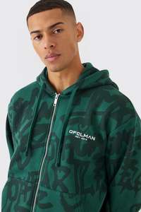 Servicio de OEM Oversize Boxy All Over Graffiti Impreso Zip Through Hoodie Sudaderas con capucha personalizadas Hombres Algodón Mezclado Último diseño Ropa de gimnasio - Product Image 2