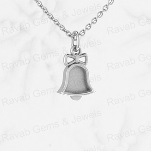 Plata de Ley 925, 16x9mm, Colgante tipo campana navideña con engaste de bisel, semimontado, para resina, cenizas o como joya de recuerdo - Product Image 3