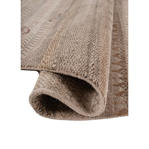 พรมไหมพรมผสมไหมไผ่ถักมือสีเบจและสีน้ำตาลลายทางแบบทอเรียบสำหรับห้องนั่งเล่นหรือทางเดินในบ้าน-Les-2736 - Product Image 2