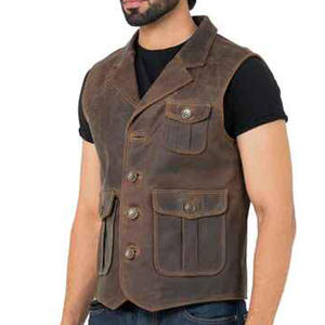 2024 hommes en cuir de vachette véritable gilet Logo personnalisé grande taille formel hiver laine chaud coupe-vent respirant de haute qualité - Product Image 4