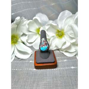Dave Skeets Golden Hill Turquoise & Platinum Sterling <b>Silver</b> <b>Boho</b> <b>Ring</b> Handmade Jewelry Bezel Setting Size 7.75 Everyday Wear - Product Image 1