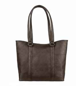 Brown Genuine Leather <b>Vintage</b> Fashion <b>Tote</b> <b>Bag</b> for Women Two Handles Zipper Closure Water Resistant Dark Chocolate Office Travel - Product Image 3