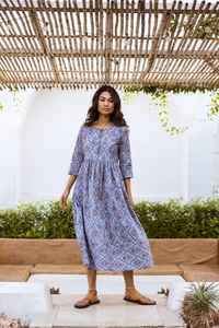 Robe en coton imprimée à la main avec motif trèfle, style bohème, décontractée, occasionnelle, pour les vacances d'été, pour femmes - Product Image 5