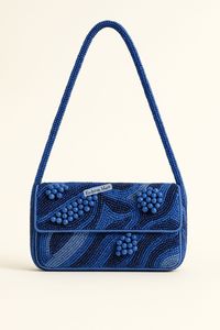 Bolso de hombro hecho a mano con cuentas para mujer, bolso de mano de fiesta con cuentas azules para ropa de noche - Product Image 5