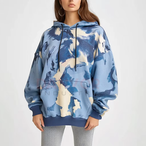 Sweat-shirt à capuche unisexe pour femmes et hommes, imprimé sur toute la surface, surdimensionné, épais, de haute qualité avec technique de lavage - Product Image 2