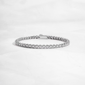 Modern Round <b>Moissanite</b> Diamond Tennis <b>Bracelet</b> With 14k Gold Plated 925 Silver Iced Out Luxury Diamond Jewelry For Wedding - Product Image 5