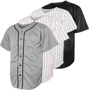 Camiseta de Béisbol con Botones para Uniformes de Equipo, Manga Corta, Cuello en V, Lisa y a Rayas, Ropa Deportiva - Product Image 1