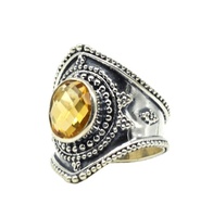 Bague en argent sterling 925 avec citrine naturelle parfaite, sertie clos, faite à la main, unisexe, pour mariage et fête, bijoux indiens directement importés