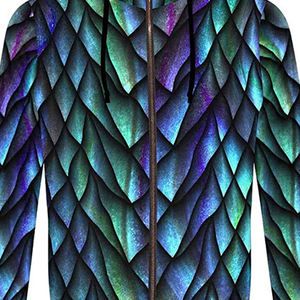 เสื้อฮู้ดซิปลายนางเงือกสีสันสดใสพร้อมดีไซน์พื้นผิวที่มีสีสันสำหรับเครื่องแต่งกายแนวสตรีทและสวมใส่ในชีวิตประจำวัน - Product Image 6