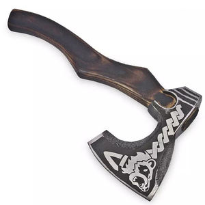 Hacha Tomahawk Artesanal de Acero Industrial con Alto Contenido de Carbono, Multiusos, para Camping, Supervivencia al Aire Libre, Mango de Madera Natural y Cuero - Product Image 3