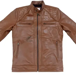 男士复古棕色真皮夹克新品上市高品质自行车风格户外徒步旅行皇家外观经典男士夹克