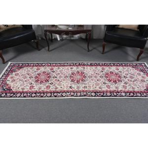 Vintage 2.6x8.1 ft Rug, <b>Runner</b> Turkish Rug, <b>Red</b> Camouflage Wool Rug - Product Image 3