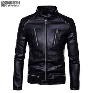 Haute qualité dernière mode Slim Fit décontracté hommes moto veste hiver saison en cuir véritable polaire tissu taille régulière Xl - Product Image 1