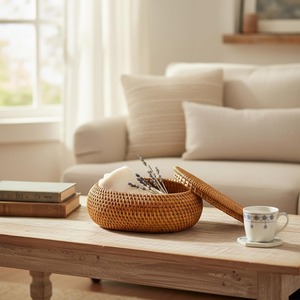 Boîte de rangement multifonctionnelle moderne en rotin naturel ovale Artex Green Earth, écologique, avec couvercle - Product Image 5