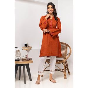 Camisa de Mujer con Estilo Modesto, Teñida en Color Óxido, con Adornos - Product Image 2