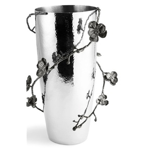 Jarrón de hierro al por mayor con atractivo diseño floral plateado pulido para el hogar y la boda decorativo metal de calidad estándar - Product Image 2