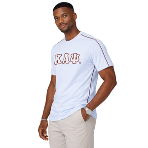 Chemise Kappa Alpha Psi blanche et rouge de qualité supérieure, taille standard, mélange de coton de haute qualité, blason brodé avec lettres grecques, vêtements de fraternité - Product Image 3