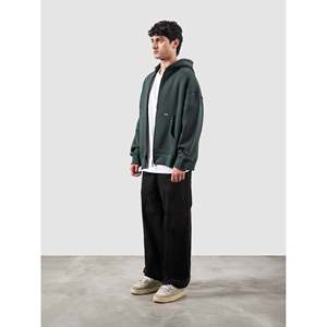 Sweat à capuche zippé en molleton French Terry vert Racing, 500 g/m², lavé aux enzymes, léger, avec motifs sérigraphiés, tailles XXS-XL - Product Image 1