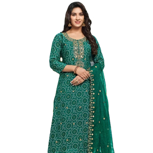 Dernier pantalon en soie de viscose Organza Dupatta Mousseline Bandhani avec broderie et Gota Patti Work pour la collection Mariages - Product Image 2