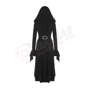 Abrigo Gótico Negro con Capucha Color Granate, de Terciopelo Sólido, Transpirable e Impermeable, de Algodón y Poliéster, con Mangas Acampanadas, para Verano - Product Image 2