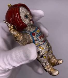 Colgante de figura de muñeca de terror personalizado, con incrustaciones de moissanita y esmalte, de plata de ley 925, unisex, joyería para fiesta de hip hop - Product Image 3