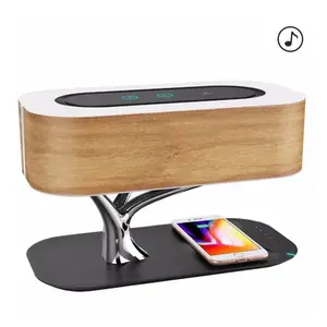 Lampe LED portable sans fil Bluetooth à commande tactile avec abat-jour en bois, design moderne 2023 pour la domotique intelligente - Product Image 5
