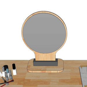 Miroir de maquillage rond sur pied en bois naturel GNG003 - Product Image 5