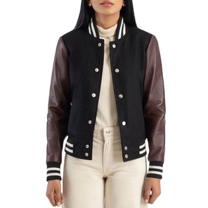 Veste classique de haute qualité unisexe, veste en cuir à manches longues pour femme et veste de baseball brodée pour homme. - Product Image 1