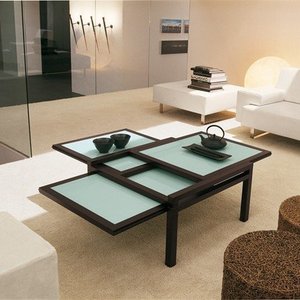 Table moderne avec plateau pour la maison, l'hôtel, le salon, couleur noire, table basse moderne en bois de forme carrée, meuble de table centrale - Product Image 4