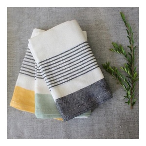 Blanc avec bordeaux rayé mélangé tricoté tissé meilleur absorbant multi-usages GOTS certificat haute qualité pas cher torchons - Product Image 5