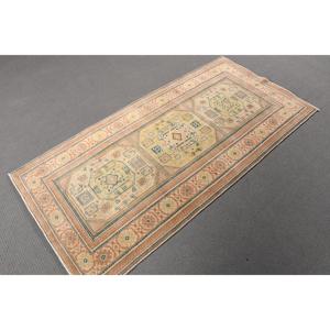 3x6 ft Rug, Turkish Vintage Rug, <b>Brown</b> Green Ombr <b>Wool</b> Rug - Product Image 3