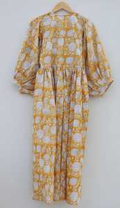 <b>Balloon</b> Dress Hand Block Print Cotton Fabric Easy Wash Medium <b>Weight</b>-Women & Girls' Party Wedding Casual Wear Summer Gift - Product Image 3