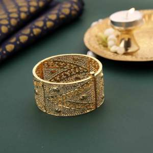 ชุบทอง14K 18K 24K แบบเปิดประทุน Kada แบบดั้งเดิม Kada แฟชั่นคาดะทองเหลืองบรรจุทอง - Product Image 4