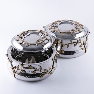 Cazuela de diseño martillado y de hojas de gran venta, artículos para servir y utensilios de cocina de alta calidad, estuche caliente para bodas y restaurantes - Product Image 1
