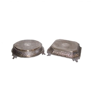 Soporte de pastel de aluminio de forma redondeada para fiesta de cumpleaños y bodas estilo moderno soporte de pastel de acabado antiguo negro brillante - Product Image 3