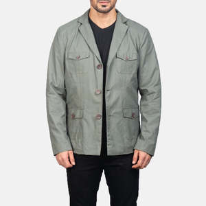 Veste Safari Vintage pour Homme GLOBAL LEATHER Coupe-Vent Respirante à Col Cranté avec Quatre Poches Doublure Polyester Automne - Product Image 1