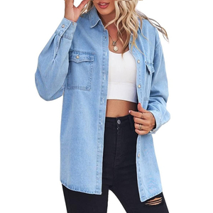 Women denim <b>shirt</b> suitable for <b>office</b> and everyday wear Women denim <b>shirt</b> stylish button front top for comfort denim <b>shirt</b> - Product Image 3