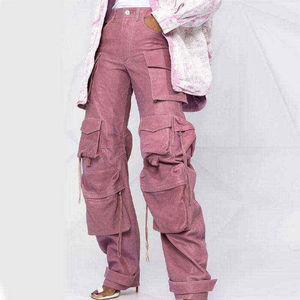 Pantalones vaqueros transpirables de talla grande para mujer, cómodos pantalones de mezclilla de algodón con múltiples bolsillos estilo Cargo, pantalones largos para damas OEM - Product Image 6