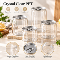 Boîtes en plastique PET transparentes de 250 ml, 330 ml, 350 ml, 400 ml, 650 ml avec couvercles faciles à ouvrir pour boissons énergisantes, jus, thé et café