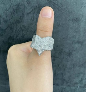 Entièrement glacé Moissanite diamant étoile bague Hip Hop bijoux bijoux personnalisés belle étoile bague meilleur cadeau pour hommes - Product Image 4