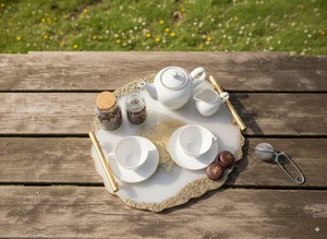 Bandeja Decorativa de Resina con Posavasos, Juego de Mesa de Modelo Personalizado Hecho a Mano para Decoración del Hogar y Regalos - Product Image 5