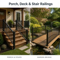 Système de garde-corps moderne en aluminium thermolaqué, kit de main courante pour terrasse, balcon, escalier, véranda