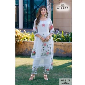 Ensemble Kurti en Organza Moderne et Élégant avec Bas Coordonné et Dupatta Léger, Séchage Rapide, Infroissable, Idéal pour les Fêtes, Vente en Gros - Product Image 1