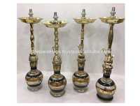 Mini-narguilés de luxe en laiton laqué, traditionnels égyptiens, en laiton massif, gravure profonde, 4 narguilés par carton extérieur, verre